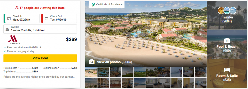 Category 5 hotel booking through Trip-Advisor