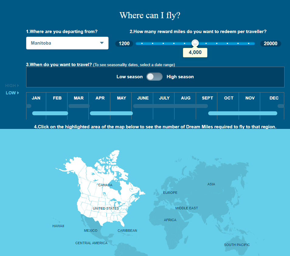Flight options with the AIR MILES Reserve welcome bonus