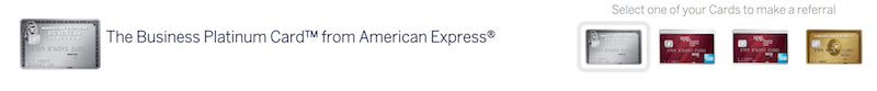 Amex Referrals home page. Select one of your cards