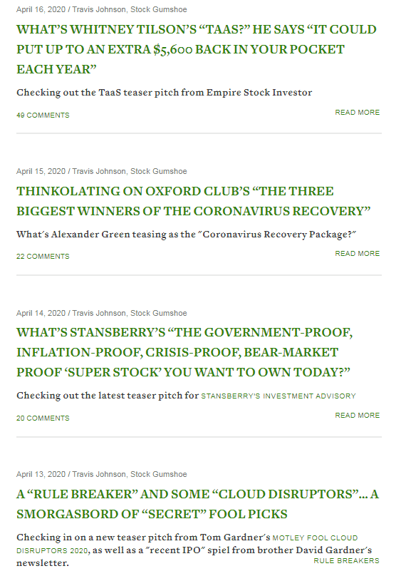 Stock Gumshoe: articles
