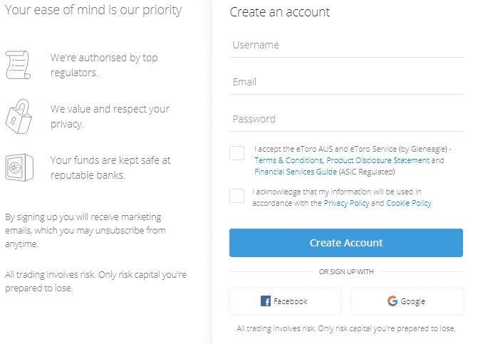Etoro: Signup Process