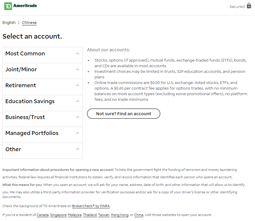 TD Ameritrade Review: Signup Process
