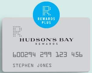 HBC's Rewards programs loyalty card, Hudson's Bay Rewards Plus Card