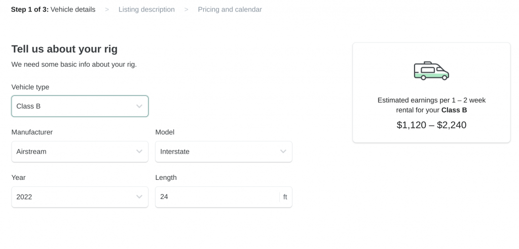 Outdoorsy Review Owner Signup