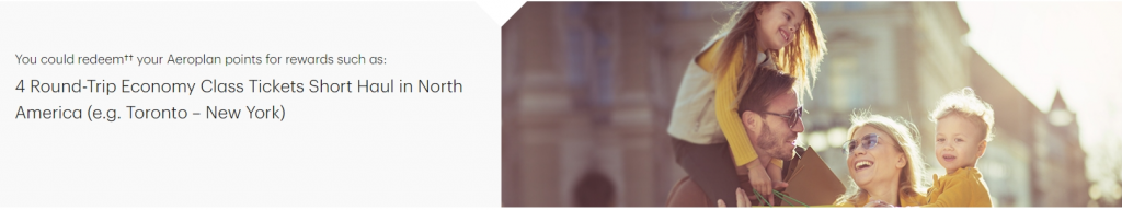 Example redemption of Aeroplan Points welcome bonus