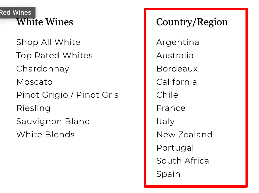 Wine Insiders Country Selection