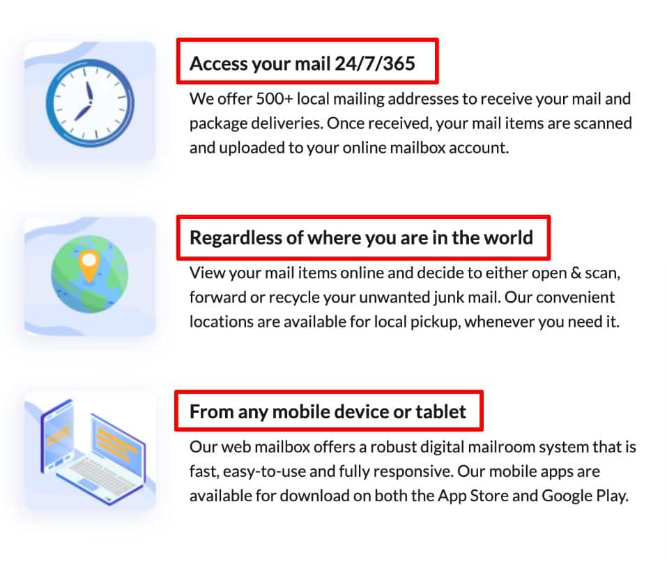 PostScan Mail Virtual Mailboxes Features