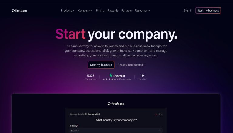 Firstbase.io Review Homepage