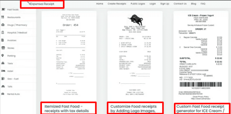 Examples of online Fetch Rewards fake receipts generators