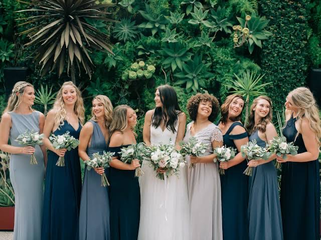 Affordable Gray V Neck Backless Chiffon Bridesmaid Dresses - EVERISA