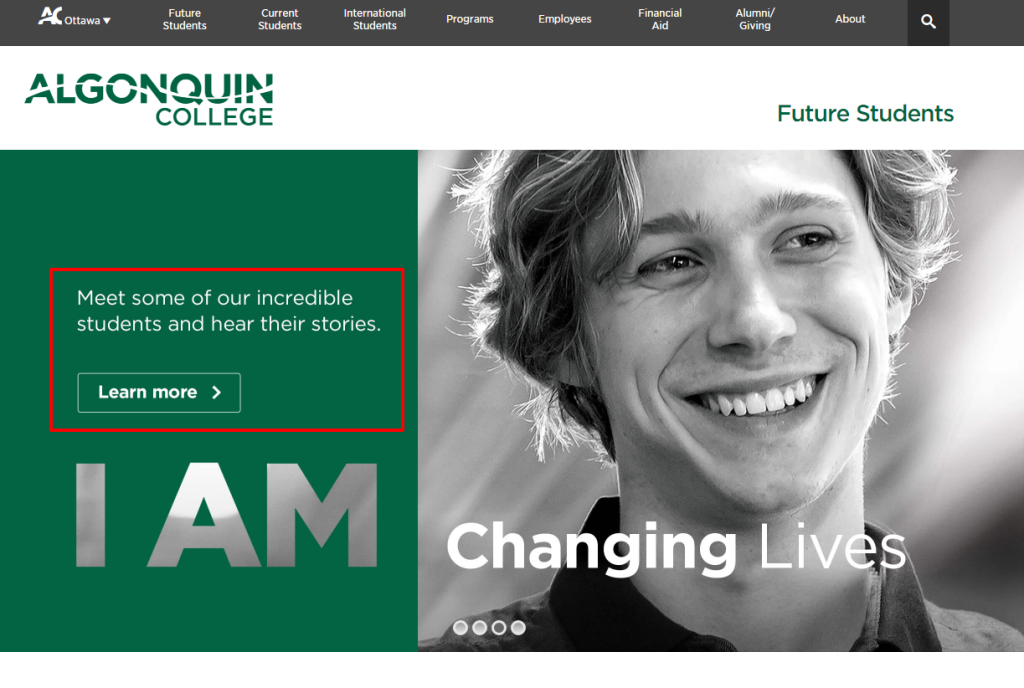 Algonquin College website image